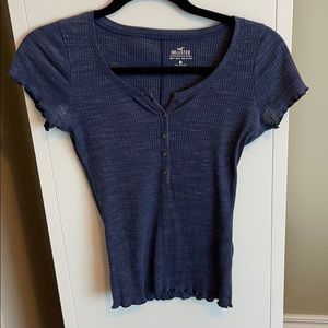 Blue Hollister Blouse with Ruffle sleeves